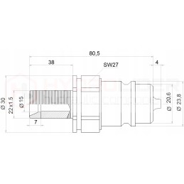 Hydraulic quick connector Euro plug M22 long