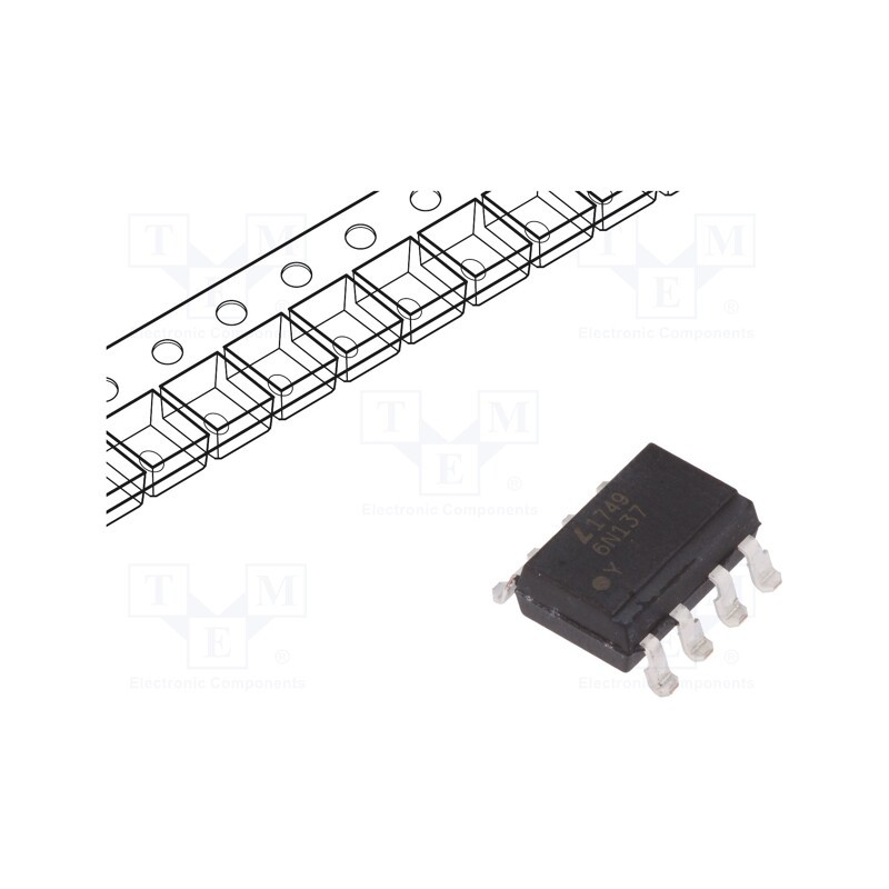 2 pcs x LITEON - 6N137S-TA1-L - Optocoupler, SMD, Ch: 1, OUT: logic, Uinsul: 5kV, Gull wing 8, reel