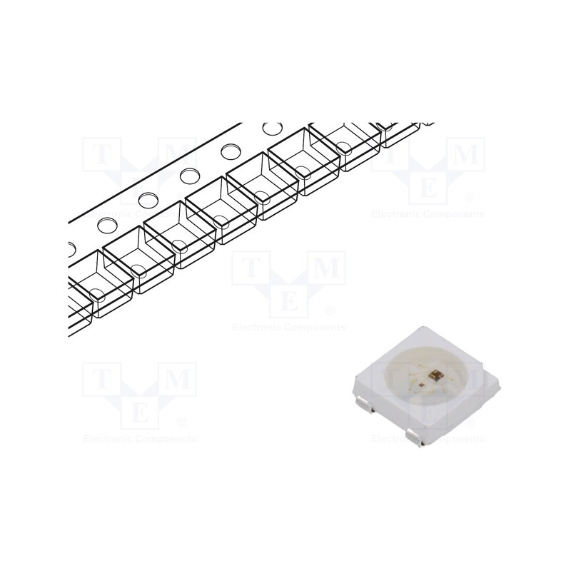 1 pcs x Inolux - IN-PI55TATPRPGPB - Programmable LED, SMD, 5050,PLCC4, RGB, 5x5x1.6mm, 4.5÷5.5V, 12mA