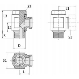 Angled threaded swivel connector 15l m18