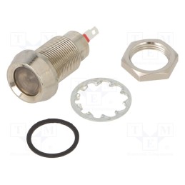 1 pcs x MARL - 512-521-23 - Indicator: LED, recessed, yellow, 24÷28VDC, Ø12.7mm, IP67, brass