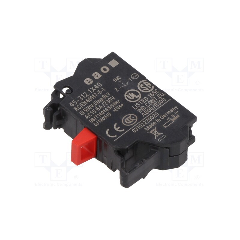 1 pcs x EAO - 45-312.1X40 - Contact block, 22mm, 45, -25÷70°C, front fixing, Contacts: NC, 10A