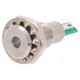 1 pcs x BULGIN - DX0505/GN/24 - Indicator: LED, flat, green, 24VDC, Ø12.1mm, IP67, stainless steel