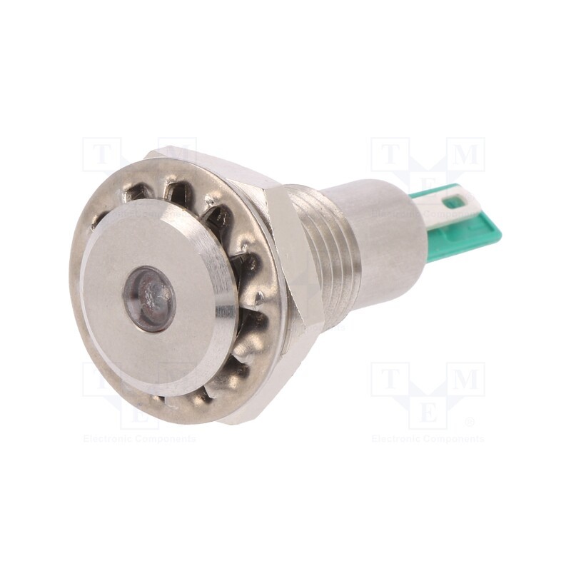 1 pcs x BULGIN - DX0505/GN/24 - Indicator: LED, flat, green, 24VDC, Ø12.1mm, IP67, stainless steel