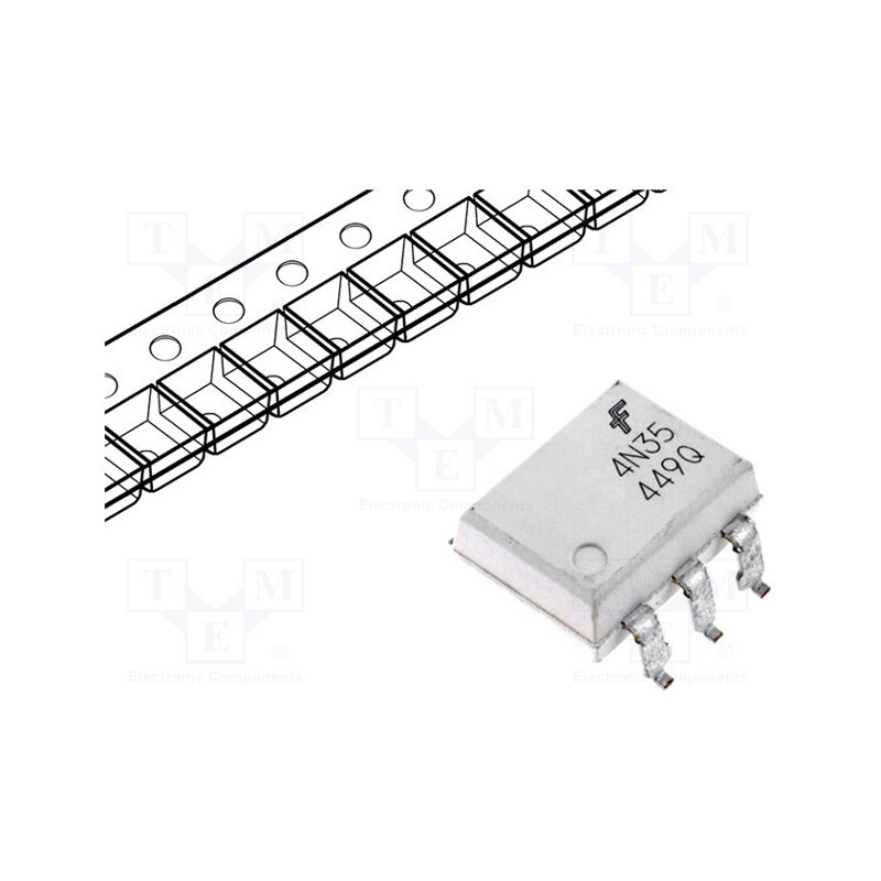2 pcs x ONSEMI - 4N35SR2M - Optocoupler, SMD, Ch: 1, OUT: transistor, Uinsul: 7.5kV, Uce: 30V