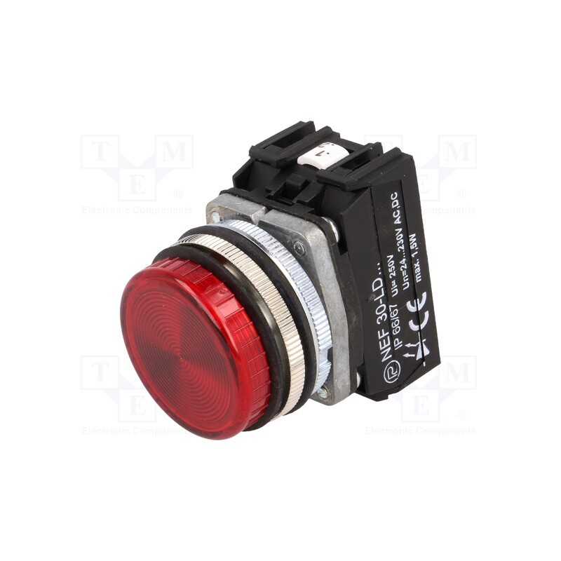 1 pcs x PROMET - NEF30-LDC 24-230V AC/DC - Control lamp, 30mm, NEF30, -15÷30°C, Illumin: LED, Ø30.5mm, IP20