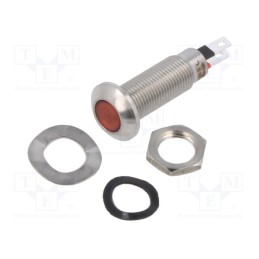 1 pcs x MARL - 524-501-04 - Indicator: LED, flat, red, 2.1VDC, Ø8.1mm, IP67, stainless steel