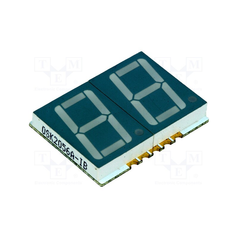 1 pcs x OPTOSUPPLY - OSK2056A-IYG - Display: LED, 7-segment, 14.22mm, 0.56', No.char: 2, yellow-green