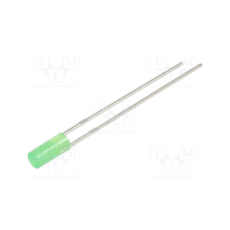 1 pcs x OPTOSUPPLY - OSG5TA39B4B - LED, 3mm, green, 500÷750mcd, 110°, Front: flat, 2.9÷3.4V, -30÷85°C