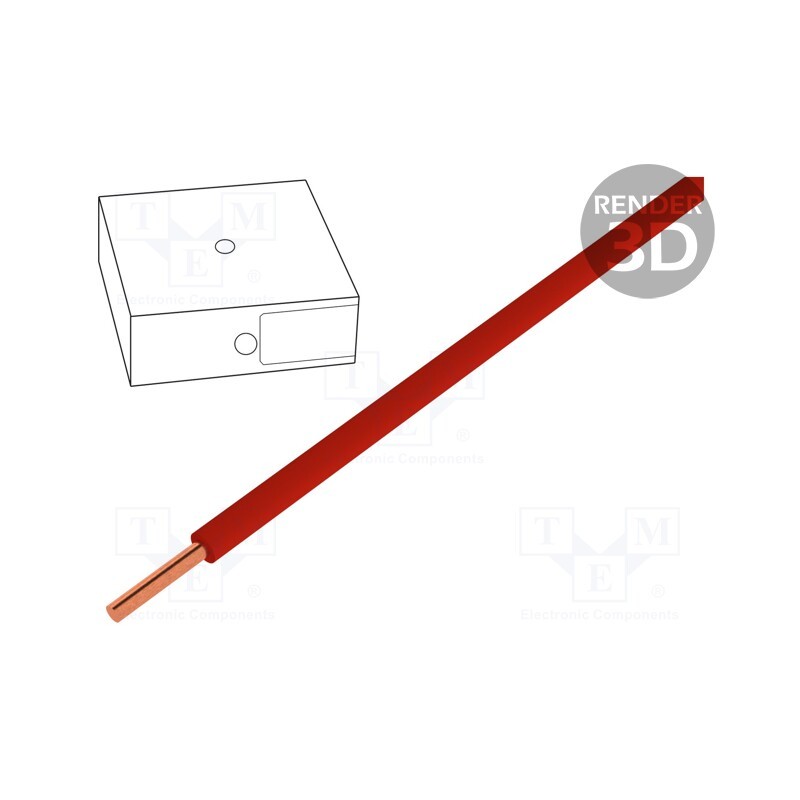 100 m x HELUKABEL - 28765 - Wire, H05V-U, 0.5mm2, solid, Cu, PVC, red, 300V,500V, Package: 100m