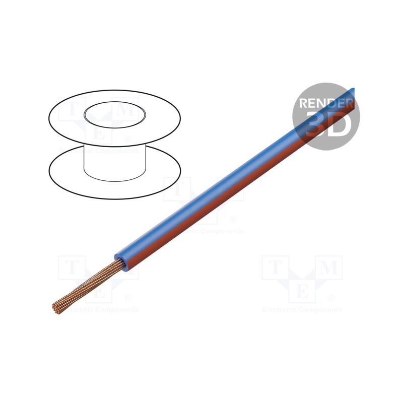 100 m x BQ CABLE - FLRY-B0.50-BL/RD - Wire, FLRY-B, 1x0.5mm2, stranded, Cu, PVC, blue-red, 60V, 100m