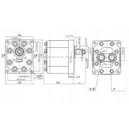 Hydraulic gear pump 46cm3 69l gr3 rear