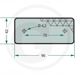 White rectangular reflector, screwed on, 96x42mm