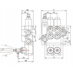 Four-section hydraulic distributor, 40l