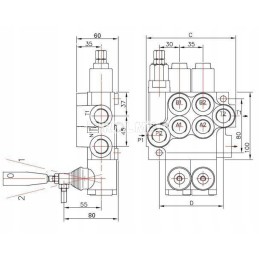 Four-section hydraulic distributor, 40l