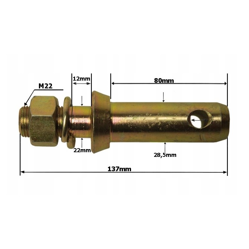 Screw-on pin fi 28 5mm dl 137mm universal