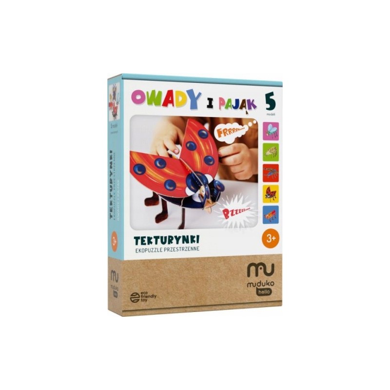 Cardboard insects and spiders, three-dimensional eco-puzzle