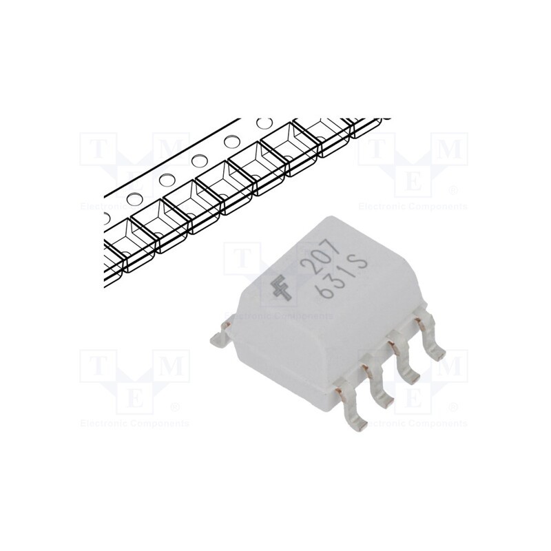 2 pcs x ONSEMI - MOC207R2M - Optocoupler, SMD, Ch: 1, OUT: transistor, 2.5kV, SO8