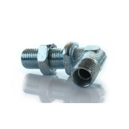 Bulkhead elbow connector with M16 locknut