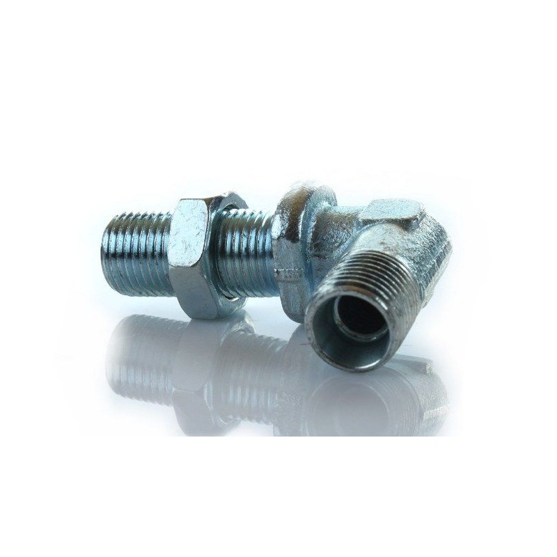 Bulkhead elbow connector with M16 locknut