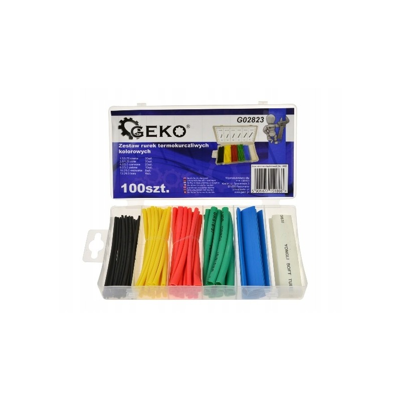 Set of 100 colored heat shrink tubes