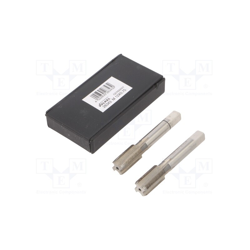 1 set x Vu00d6LKEL - 26343 - Tap, high speed steel grounded HSS-G, M12, 0.75, 70mm, 7mm, 2pcs.