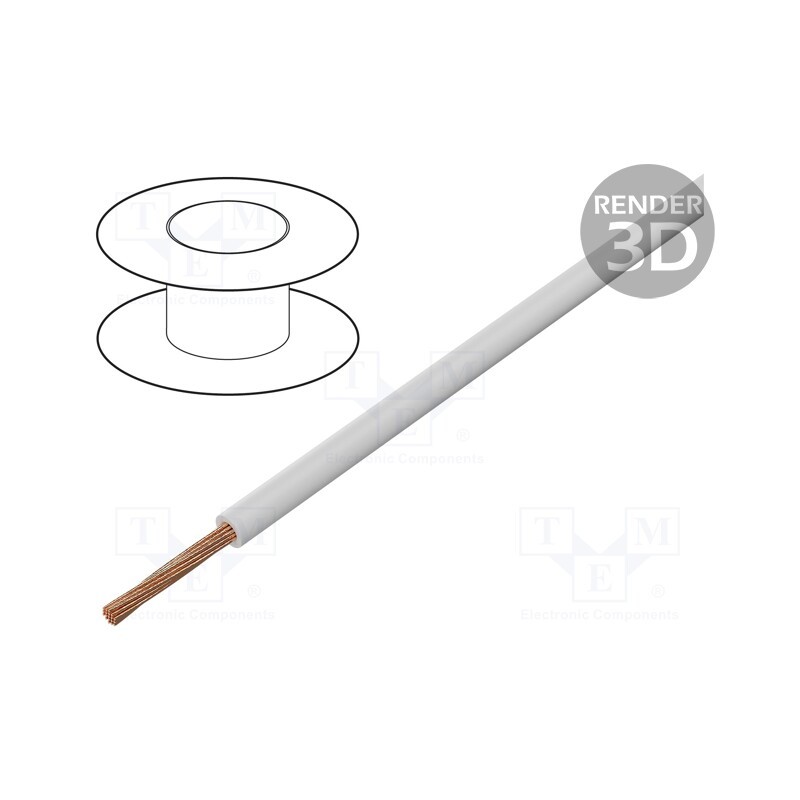 100 m x BQ CABLE - FLRYW-A0.50-WH - Wire, FLRYW-A, 1x0.5mm2, stranded, Cu, PVC, white, 60V, 100m, Class: 5