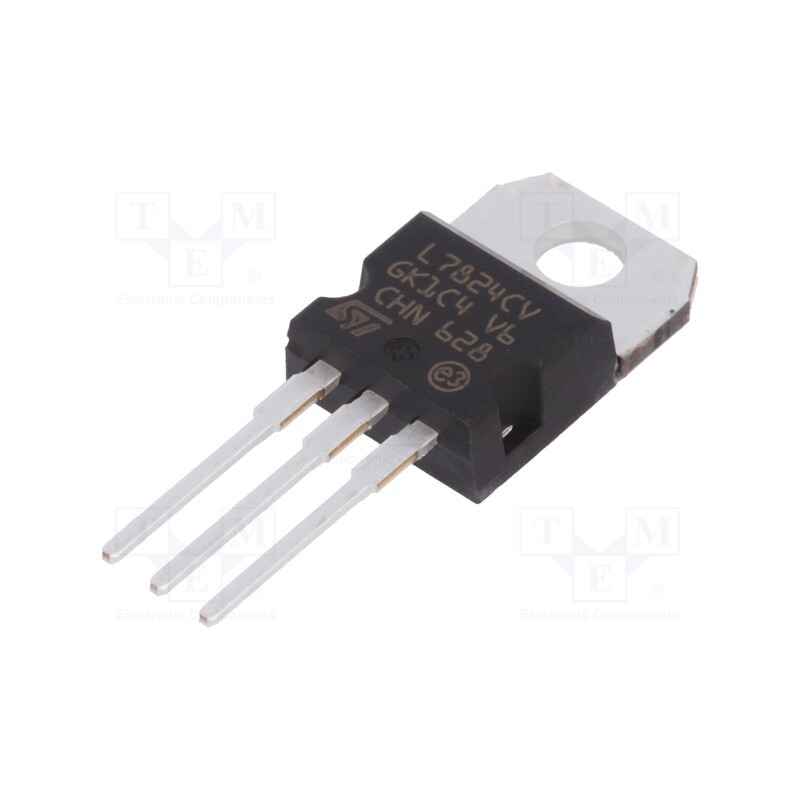 2 pcs x STMicroelectronics - L7824CV-DG - IC: voltage regulator, linear,fixed, 24V, 1.5A, TO220AB, THT,