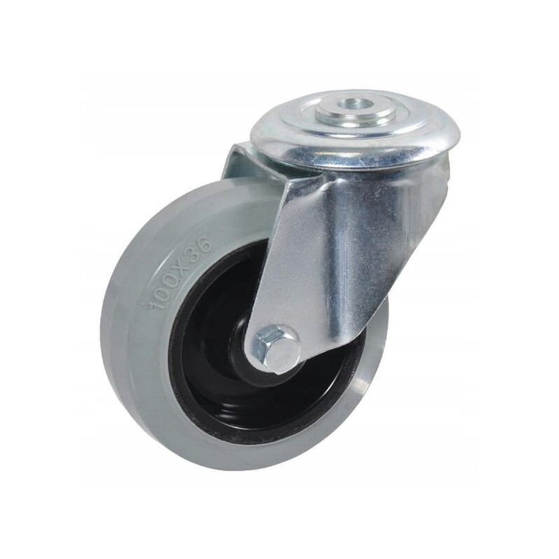 Rubber swivel wheel, diameter 100x40mm, steel base