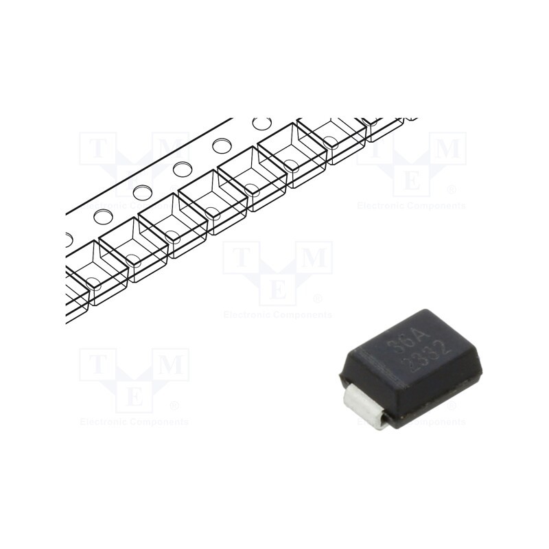 5 pcs x EATON ELECTRIC - P6SMB36A - Diode: TVS, 0.6kW, 36V, 12.2A, unidirectional, SMB,