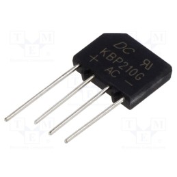 5 pcs x DC COMPONENTS - KBP210G - Bridge rectifier: single-phase, Urmax: 1kV, If: 2A, Ifsm: 60A, flat