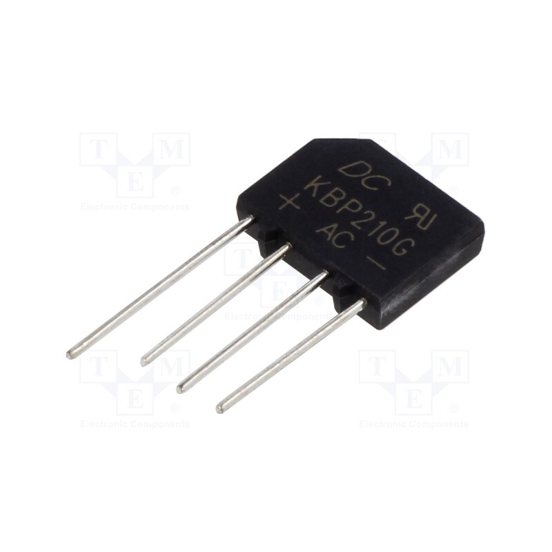 5 pcs x DC COMPONENTS - KBP210G - Bridge rectifier: single-phase, Urmax: 1kV, If: 2A, Ifsm: 60A, flat