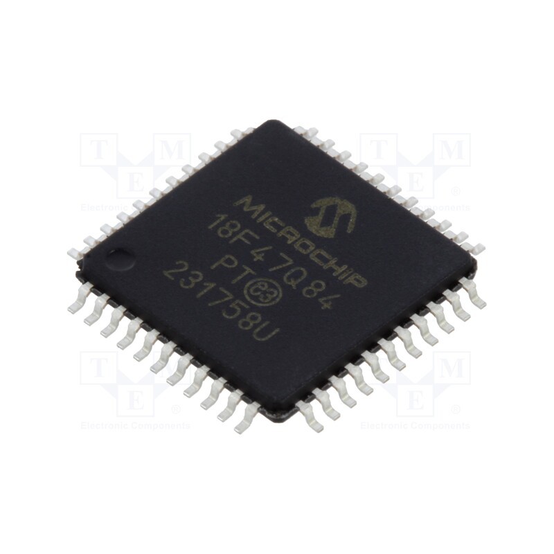 1 pcs x MICROCHIP TECHNOLOGY - PIC18F47Q84-I/PT - IC: PIC microcontroller, 64MHz, 1.8÷5.5VDC, SMD, TQFP44, PIC18
