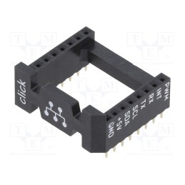 1 pcs x MIKROE - SOCKET MIKROBUS 16 THT - Adapter, mikroBUS socket, PIN: 16, black, holder