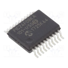1 pcs x MICROCHIP TECHNOLOGY - PIC24F08KA101-I/SS - IC: PIC microcontroller, 8kB, 32MHz, I2C,IrDA,PWM,SPI,UART, SMD