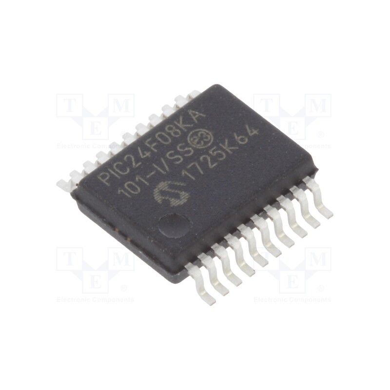1 pcs x MICROCHIP TECHNOLOGY - PIC24F08KA101-I/SS - IC: PIC microcontroller, 8kB, 32MHz, I2C,IrDA,PWM,SPI,UART, SMD