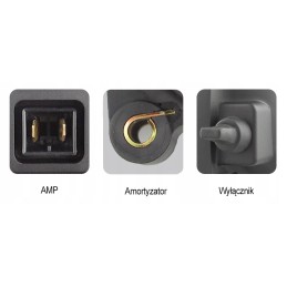 Halogen work lamp with shock absorber and amp connector