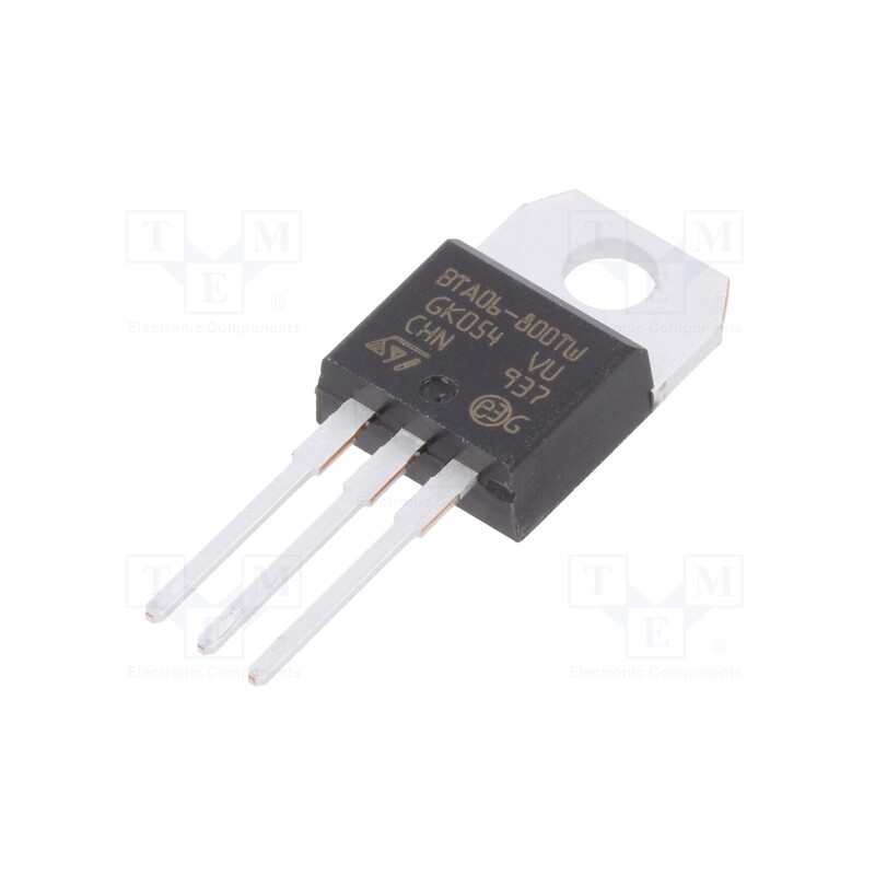 1 pcs x STMicroelectronics - BTA06-800TWRG - Triac, 800V, 6A, TO220ABIns, Igt: 5mA, logic level
