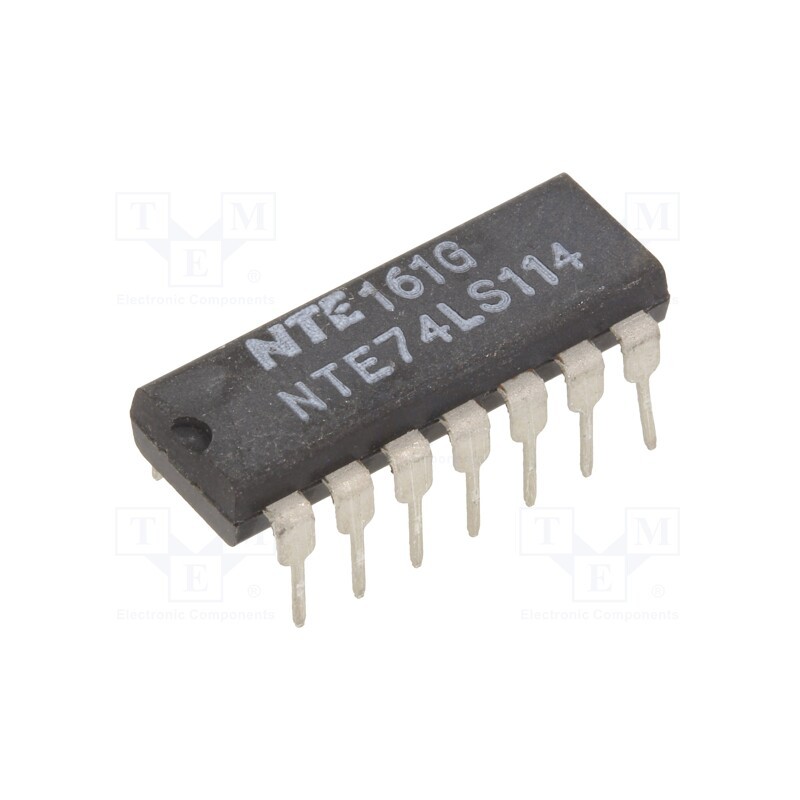 1 pcs x NTE Electronics - NTE74LS114 - IC: digital, JK flip-flop, Ch: 2, TTL, THT, DIP14