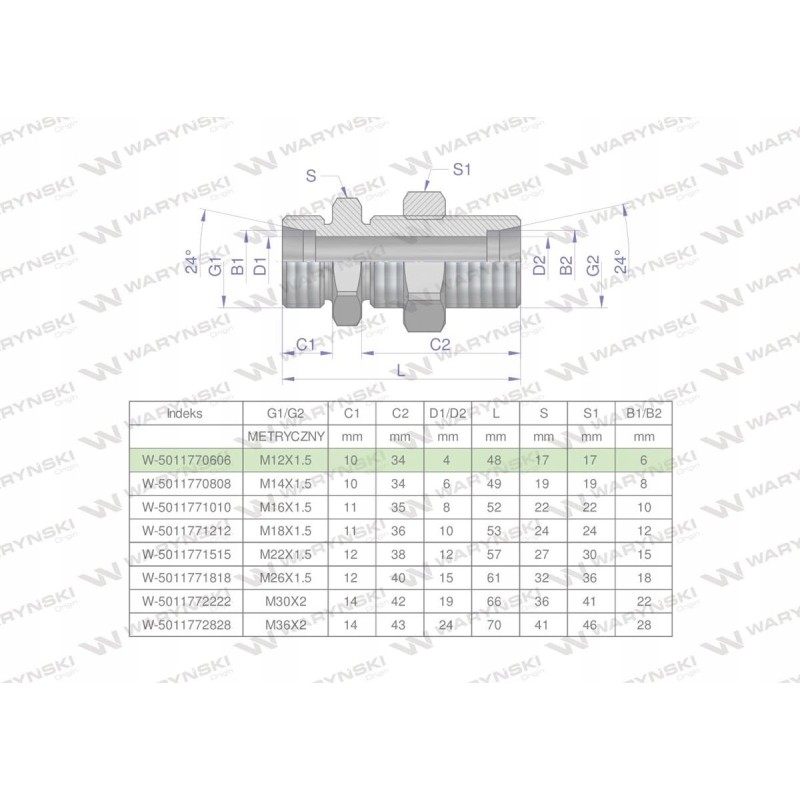 Metric bulkhead hydraulic connector bb m12x1
