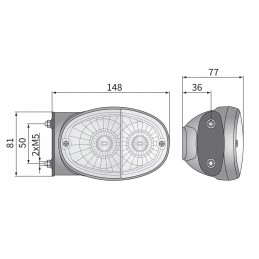 Front lamp 3f oval 140x94 12v bulbs