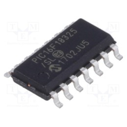 1 pcs x MICROCHIP TECHNOLOGY - PIC16F18325-I/SL - IC: PIC microcontroller, 14kB, 32MHz, 2.3÷5.5VDC, SMD, SO14, PIC16