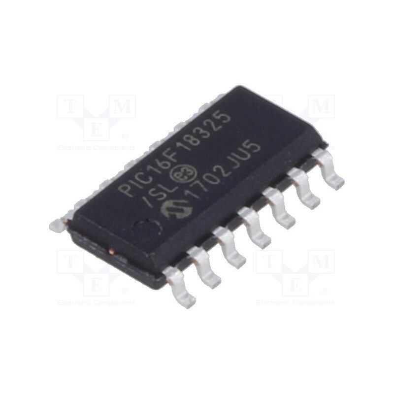 1 pcs x MICROCHIP TECHNOLOGY - PIC16F18325-I/SL - IC: PIC microcontroller, 14kB, 32MHz, 2.3÷5.5VDC, SMD, SO14, PIC16