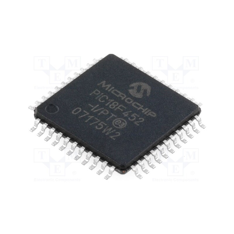 1 pcs x MICROCHIP TECHNOLOGY - PIC18F452-I/PT - IC: PIC microcontroller, 32kB, 40MHz, A/E/USART,MSSP (SPI / I2C)
