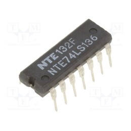 1 pcs x NTE Electronics - NTE74LS136 - IC: digital, XOR, Ch: 4, IN: 2, TTL, THT, DIP14, OUT: open collector