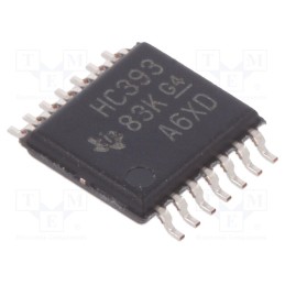 3 pcs x TEXAS INSTRUMENTS - SN74HC393PW - IC: digital, 4bit,binary counter, SMD, TSSOP14, HC, 2÷6VDC,