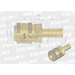 Pneumatic quick connector p26 nw7 2 socket for shaft