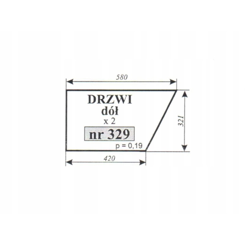 Lower door glass mf 255 329