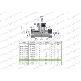 Metric hydraulic tee bbb m36x2 28l xt