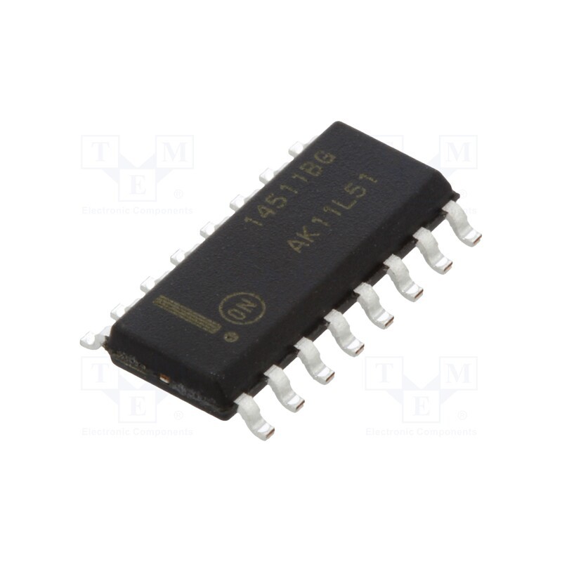 3 pcs x ONSEMI - MC14511BDG - IC: digital, BCD to 7-segment,decoder,driver,latch, SMD, SO16